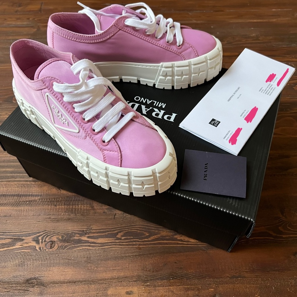 NIB Authentic Prada Lug Sole Platform Sneakers- sz IT40, Primula (Pink)
